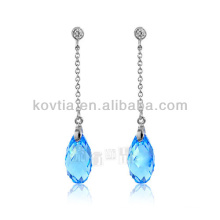 925 silver chain earrings austrian crystal aquamarine earrings